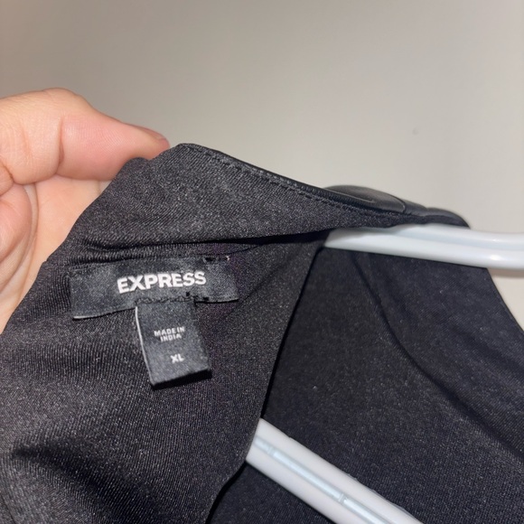 Express Black Faux Leather Puff Sleeve Peplum Top XL - Picture 5 of 12